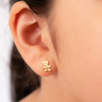 Big Heart Teddy Gold Stud Earrings - Image 2