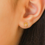 Horseshoe Gold Stud Earrings - Image 2