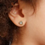 Mothers Heart Gold Stud Earrings with Mother Pearl - Image 2