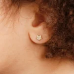 Shooting Stars Gold Stud Earrings with Cubic Zicronia - Image 2