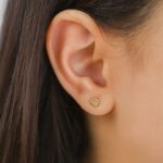Shining Heart Gold Stud Earrings with Zicronia - Image 2
