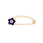Simple Blue Flower 18 Gold Brooch - Image 2