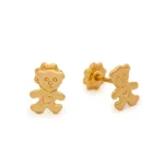 Big Heart Teddy Gold Stud Earrings