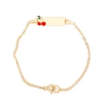Red Cherries 18 Carat Gold Id Chain Bracelet