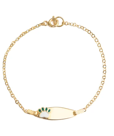 Gold cat claw print engravable bracelet