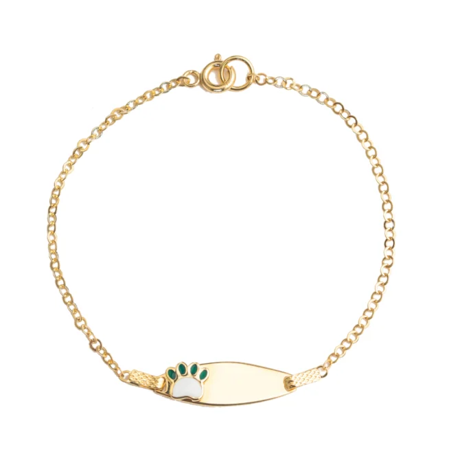 Gold cat claw print engravable bracelet