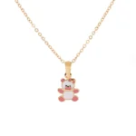 pink teddy shaped 18k gold necklace