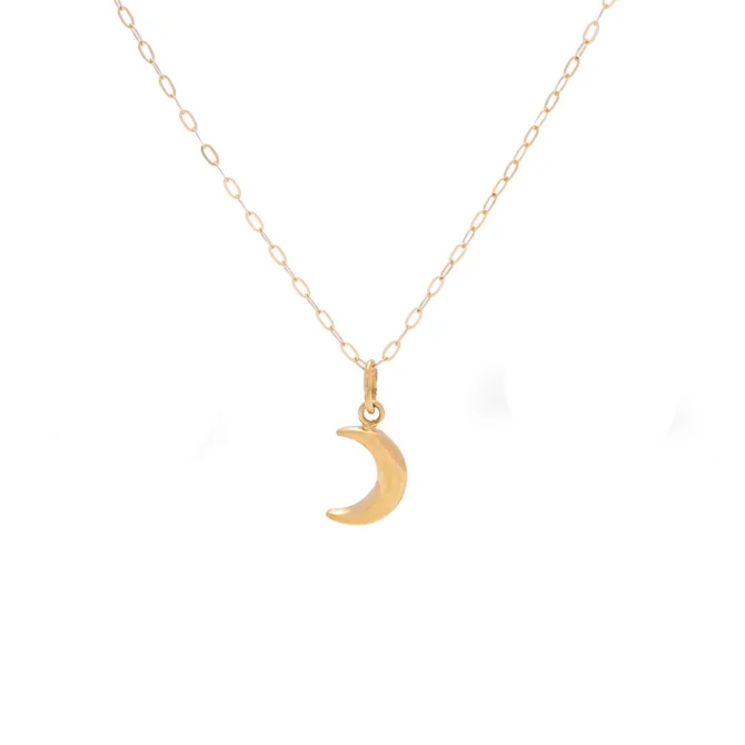 crescent moon 18k gold necklace
