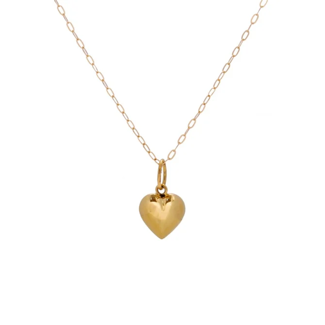 simple heart shaped 18k gold necklace