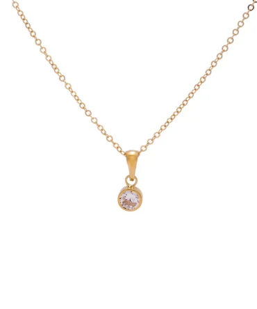 classic round 18k gold and zircon necklace