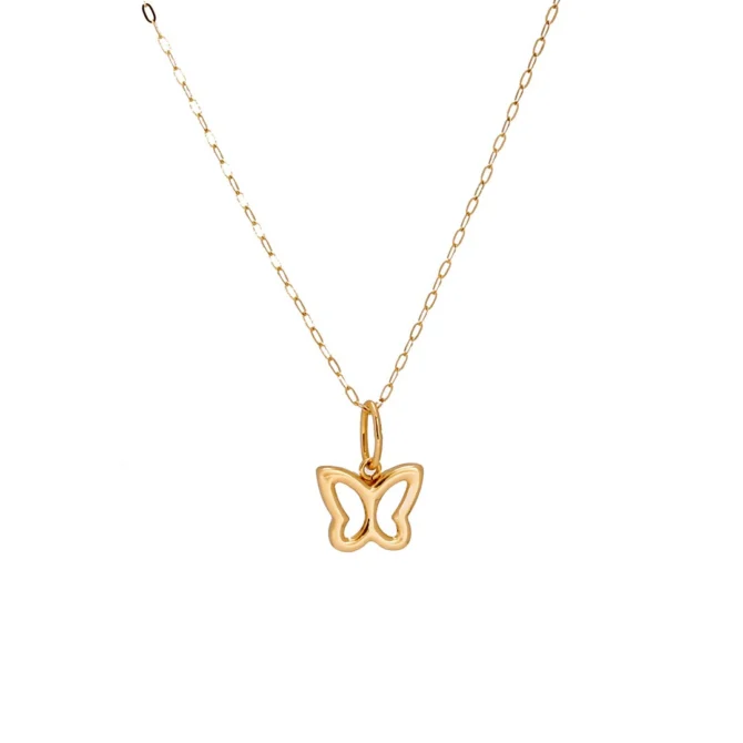 simple butterfly 18k gold necklace