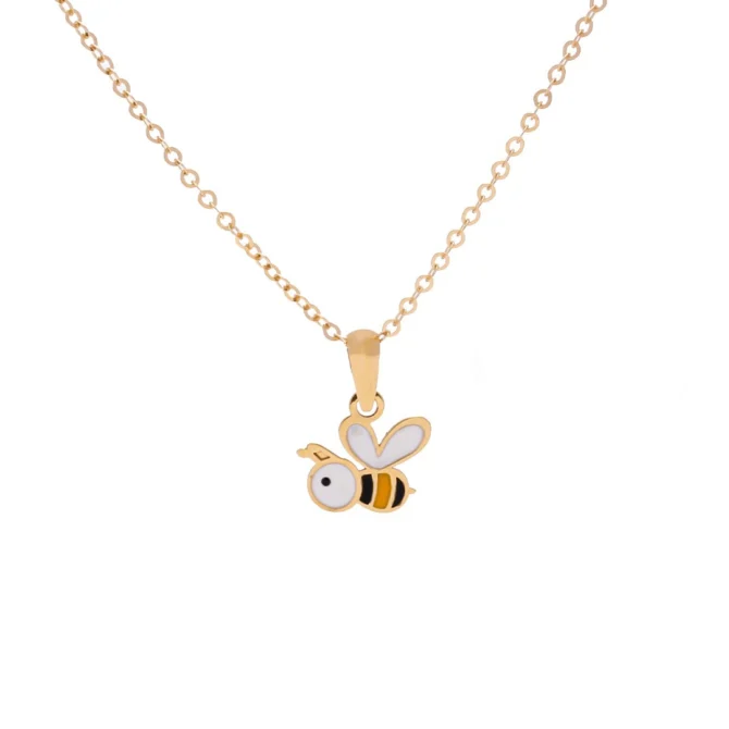 flying bee 18k gold necklace
